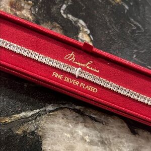 Fine Silver Plated CZ Tennis Bracelet 2x4mm